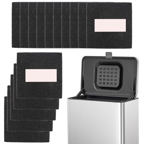 15 Pack Trash Can Odor Filter Refills for Trash Can and Compost Bin, Activated Charcoal Deodorizer Sheets for Indoor Kitchen Compost Bucket Countertop and Recycle Bin, Square 3.9 Inch