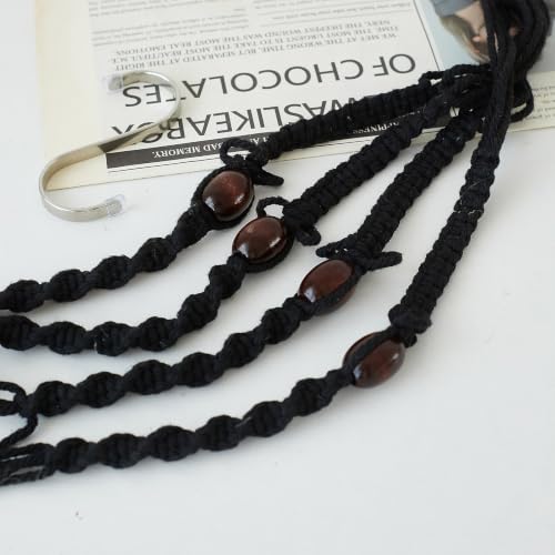 4Pack Macrame Plant Hangers Boho Hanging Planter for Indoor Plants - color: Black