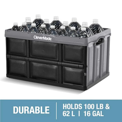 CleverMade Collapsible Storage Bins, 62L 3 Pack, 100 lb Stackable, Stone - color: Stone, size: 62l - 3 Pack