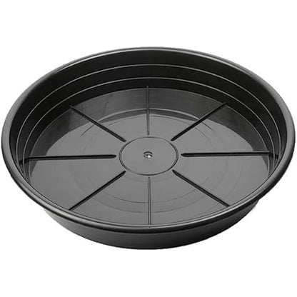 SUNPACK Premium Plastic Plant Saucer, Black 12” Inside Diameter, Pack of 5 - Protects Surfaces and Floors from Water and Debris - size: 12"