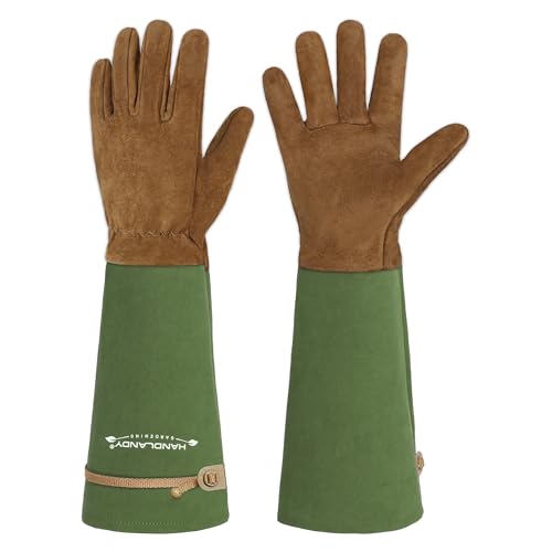 HANDLANDY Rose Pruning Gloves for Men Women, Thorn Proof Gardening Gloves - color: Moss Green, size: Medium (Pack of 1)