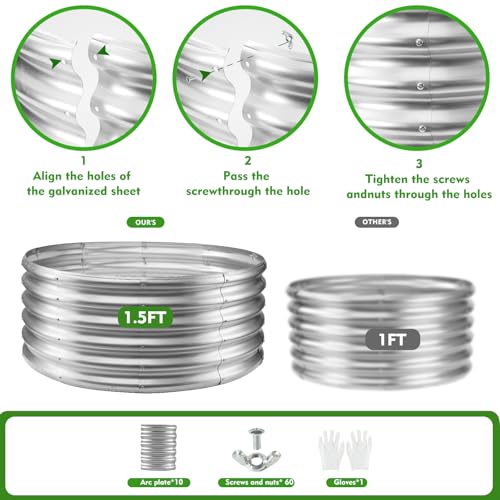 YSEJOMP 17" Tall 40" Diameter Round Raised Garden Bed Kits Outdoor Silver - color: Silver, size: 40 Dia X 16.5 inches