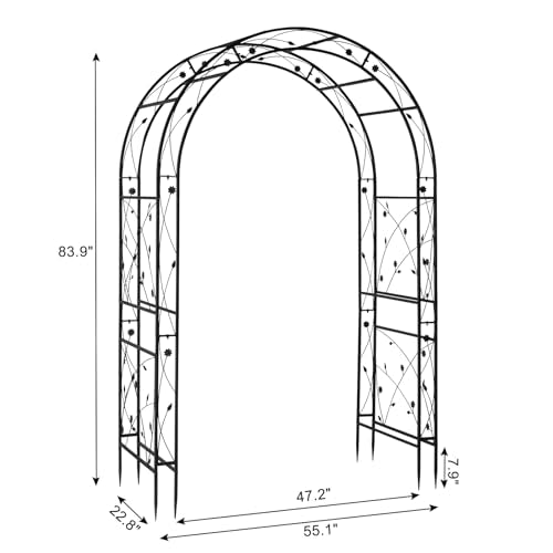 VINGLI Garden Arbor, Arch for Wedding Ceremony Party, Christmas Garden Decor Steel Garden Trellis for Plant Climbing, Pergola for Garden, Backyard, Lawn (Black-59x84) - style: Arch Top
