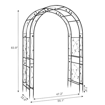 VINGLI Garden Arbor, Arch for Wedding Ceremony Party, Christmas Garden Decor Steel Garden Trellis for Plant Climbing, Pergola for Garden, Backyard, Lawn (Black-59x84) - style: Arch Top