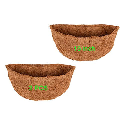 2 PCS Half Round Coco Liner 16" Nature Hanging Wall Basket Liners - size: 16 Inch