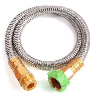 Metal Short Garden Hose 3 ft, Stainless Steel Hose Leader, Small Water Hose Extension, Lightweight Hose Extender for Outdoor (3FT) - size: 3 Feet