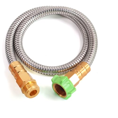 Metal Short Garden Hose 3 ft, Stainless Steel Hose Leader, Small Water Hose Extension, Lightweight Hose Extender for Outdoor (3FT) - size: 3 Feet