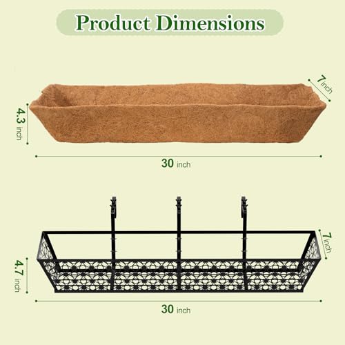 SPECILITE 30" Adjustable Metal Window Railing Planters Boxes, 6 Pack - size: 30in, style: 6Packs
