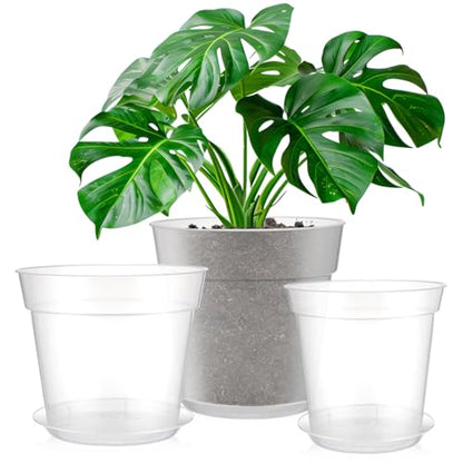 Baderke 3 Pack Clear Nursery Pot,8 Inches,9.25 Inches,9.6 Inch - size: 8 Inches, 9.25 Inches, 9.65 Inches