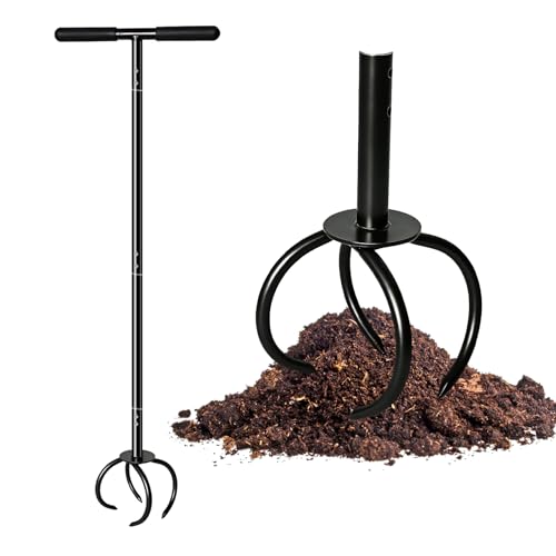 Garden Twist Tiller Cultivator, Manual Hand Tiller Garden Claw Heavy Duty, Lawn Aerator Soil Lossener with Steel Tines and Ergonomic Handle for Garden Bed and Plant Box