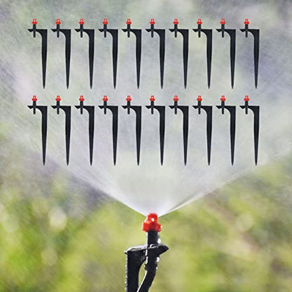Garden Irrigation System, 20Pcs/Bag Irrigation Dripper with Ground Insert Fruit Tree Drip Irrigation Emitters for for 1/4" Drip Irrigation Tubing(360 Degree with Plunger) - size: 360 degree with plunger
