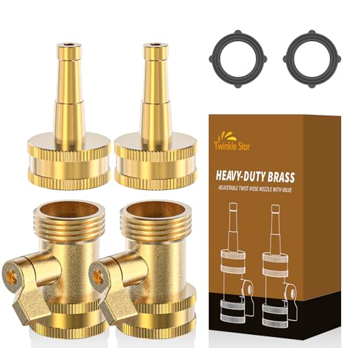 Twinkle Star Brass Hose Jet Nozzle with Garden Shut off Valve 4 Pack - color: Nozzle Valve 4 Pack