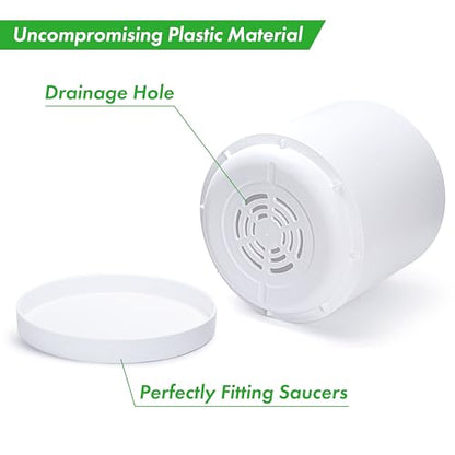 D'vine Dev Plastic Planter Pot with Saucer, 16 in, White, 74-X-A-5 - color: Matte White, size: 16 Inch