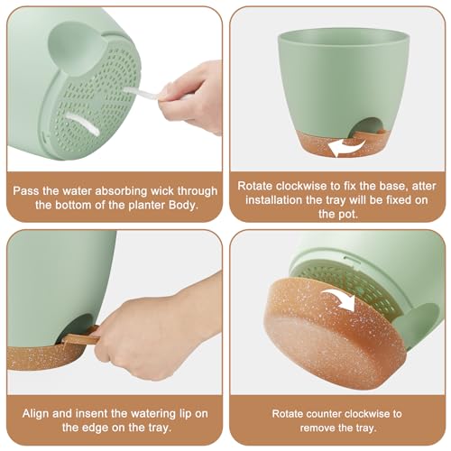 QRRICA 8/7/6.5/6/5.5/5 Inch Self Watering Pots for Indoor/Outdoor Plants - color: Green, size: 8/7/6.5/6/5.5/5 inch