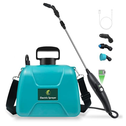 2 Gallon Battery Powered Sprayer, Electric Pump Sprayer in Lawn and Garden - color: Blue-green, size: 2 Gallon