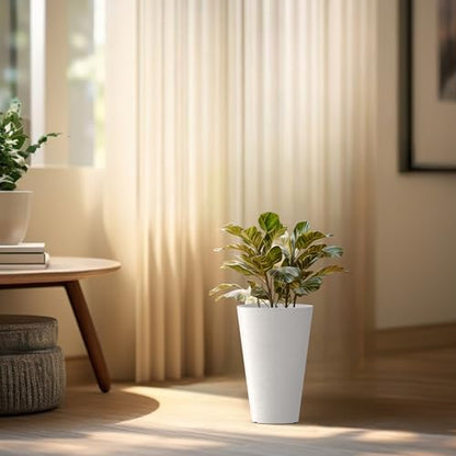 Kante Set of 2 White Plastic Round Planters 13" Tall Home & Outdoor - color: White, size: 13" H