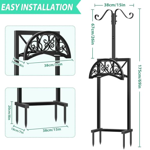 Heavy Duty Metal Garden Hose Holder - For Lawn, Patio and Garden, Adjustable Freestanding Outdoor Holder, Black, Removable Design for Easy Storage
