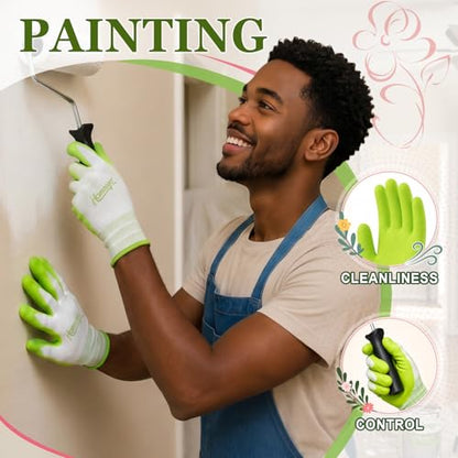 Gardening Gloves Women, Rubber-Coated Gloves for Gardening, Yard Work Glove - color: Medium (Pack of 4)