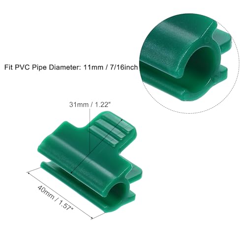 uxcell Greenhouse Clamps for 7/16inch PVC Pipe, 20pcs Greenhouse Film Clamps Shading Net Rod Clip Garden Hoops for Row Cover, Greenhouse Plastic Sheeting(Dark Green) - color: Green, size: 7/16inch