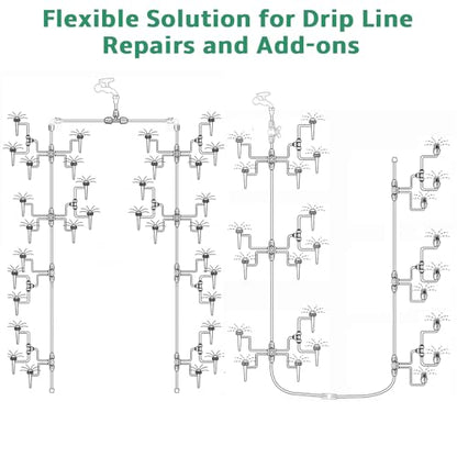 23PCs 1/2 Drip Irrigation Fittings for 1/2 & 1/4 Inch Tubing- Drip Irrigation Parts with 1/4 Reducer Connectors, 3/4 Garden Hose Adapters, Straight Tees, Couplings, Elbows,Valves, End Caps