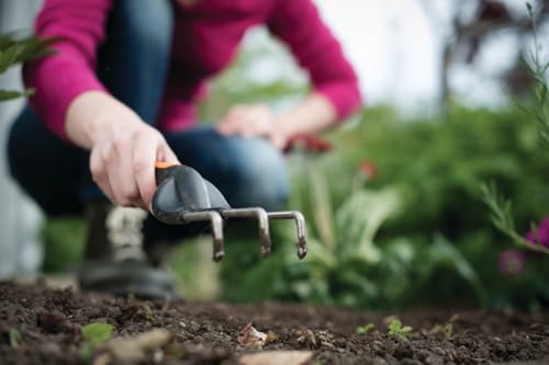 Fiskars Tri-material garden claw; 3 teeth, length: 25 cm, stainless steel teeth, black/orange, premium, 1000728 - style: Garden Claw