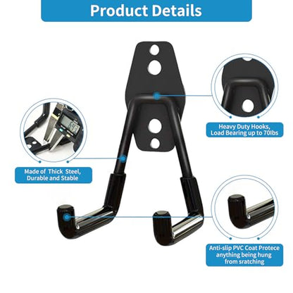 GeeWatom Garage Storage Utility Hooks，Garage Garden Tool Organizer，Steel Wall Mount Hooks, Garden Small U Hooks (6 Pack-Black) - color: 6 Pack-Black