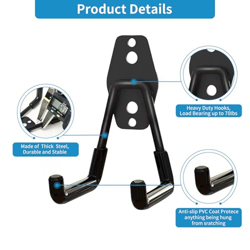 GeeWatom Garage Storage Utility Hooks，Garage Garden Tool Organizer，Steel Wall Mount Hooks, Garden Small U Hooks (4 Pack-Black) - color: 4 Pack-Black