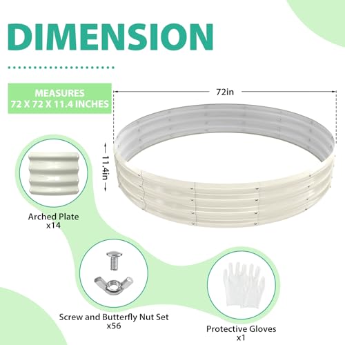 12 Inch Tall 72 Inch Diameter Round White Raised Garden Bed Kits Outdoor - color: Cream White, size: 72 Dia X 12 inches