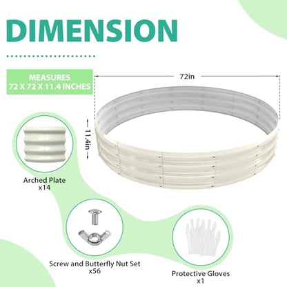 12 Inch Tall 72 Inch Diameter Round White Raised Garden Bed Kits Outdoor - color: Cream White, size: 72 Dia X 12 inches