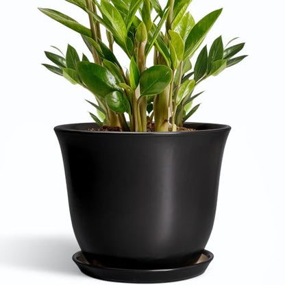 Ceramic Pots for Plants, 10 Inch Plant Pot with Drainage, Black - color: Black, size: 10 Inch