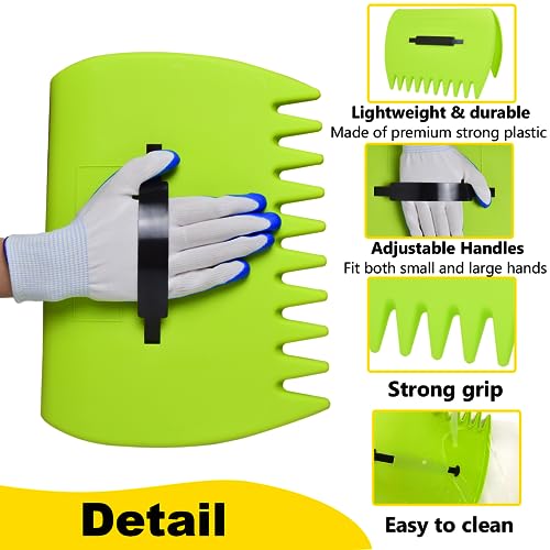 Leaf Scoops Hand Rakes, Leaf Scoops and Claws with Gloves, Lightweight Plastic Leaf Scoop, Large Leaf Grabbers for Picking Up Leaves, Clippings, Grass(1 Set, Green) - style: 1 Set,Green