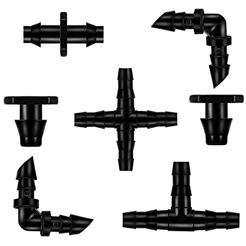 300Pcs Barbed Connectors Irrigation Fittings Kit for 1/4 Inch Tube - color: 300 Pieces Irrigation Fittings Kit