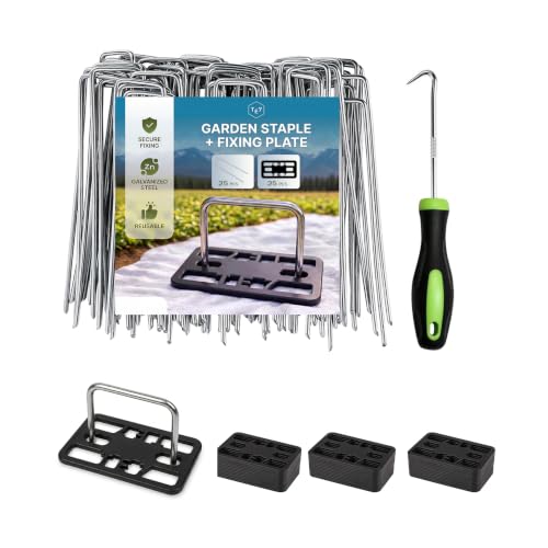 6 Inch 25 PCS Galvanized Landscape Staples with 25 PCS Gasket, Landscape Fabric Pins Stakes Lawn Ground Cover Garden Staples Spikes Weed Barrier Stakes - size: 25PCS