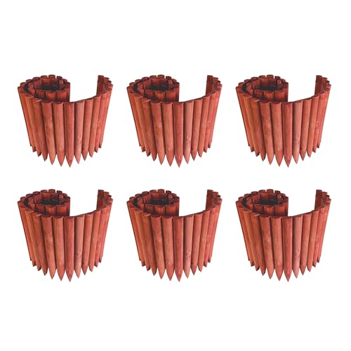 WORTH Garden Wood Edging Border 6-Pack 11.8" H x 42" L (21Ft Total), Flexible Short Wood Fence Roll Brick Red Finish, Wooden Lawn Edging for Landscaping, Flower Beds, Lawn & Tree Borders - color: 6-Pack 11.8"x42"