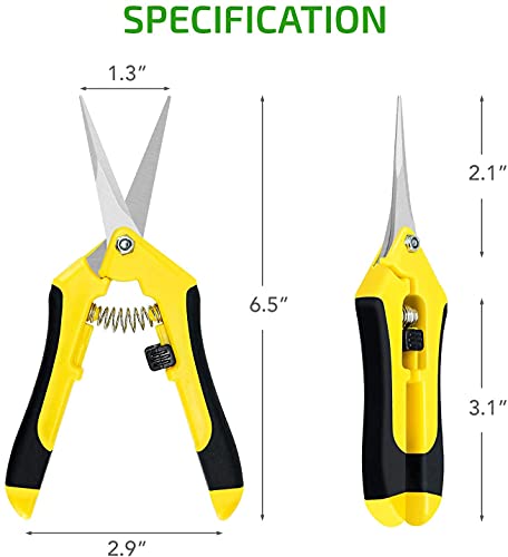 iPower 6.5 Inch Gardening Scissors Hand Pruner Pruning Shear for Gardening and Trimming, Heavy-Duty, Ultra Sharp Stainless Steel, Yellow, 10-Pack - color: Yellow, size: 10-pack