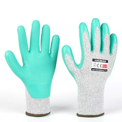 HAUSHOF 3-Pair Large Gardening Work Gloves, Breathable Latex-Coated