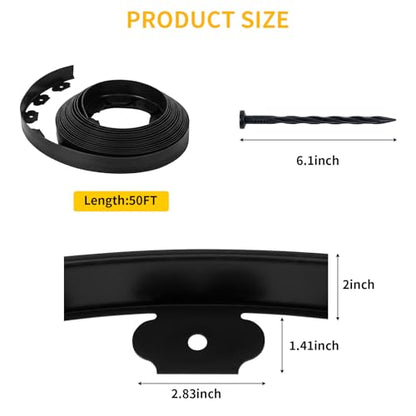 Garden Edging, 50FT x 2" Flexible Plastic Landscape Border with 48 Stakes - style: 50FT