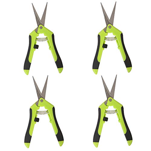KEILEOHO 4 Pack 6.5 Inch Bud Trimming Scissors, Professional Stainless Steel Gardening Hand Pruners Micro-Tip Pruning Snips with Straight Blades for Trimming Garden Herb Plants Flowers