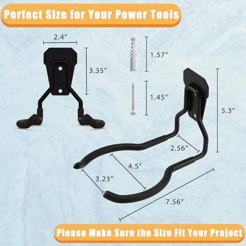 JuforminWeedeater Hanger, String Trimmer Hanger, Weed Eater Rack, Garage Wall Hooks, Power Tool Holder for Garage Wall, Utility Hooks for Garage Tool Organizers and Storage(Black-2 P) - color: Black-2 P