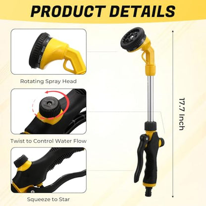 Hushee 2 Pack Garden Hose Watering Wand, 17.7 In Metal Wand, Yellow - color: Yellow