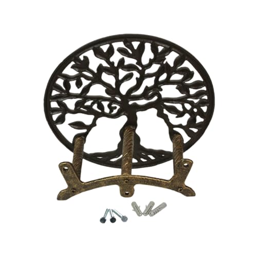 Zeckos Garden Hose Holder Tree of Life 12 Inch Cast Iron Green Bronze - color: Tree of Life - Green