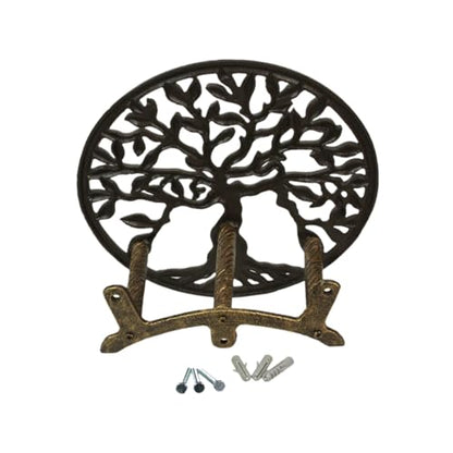 Zeckos Garden Hose Holder Tree of Life 12 Inch Cast Iron Green Bronze - color: Tree of Life - Green