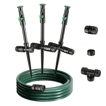 Multi-Adjustable Above Ground DIY Irrigation Sprinkler System - color: 3Pack+30Ft