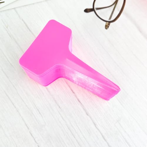 Plastic Plant T-Type Tags, 100Pcs Plant Labels, Waterproof T-Shape Tag, Nursery Garden Labels Markers, Plant Sign for Garden Vegetable Flowers Planting(2x4 Inch) - color: Pink