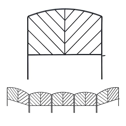 5Pack Decorative Fence 17in x 7.9ft Garden Metal Fence Rustproof Outdoor Landscape Patio Fences Flower Bed Animal Dogs Barrier Black Decor Panels