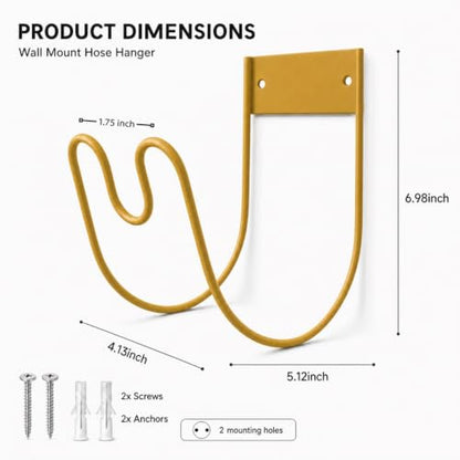 Garden Hose Holder Wall Mount, Heavy Duty Metal Hose Hanger (Yellow) - color: Yellow