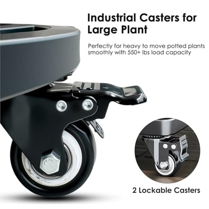 22" Metal Plant Caddy with Wheels Heavy Duty,Round Large Plant Stand Indoor Outdoor Use,Rolling Plant Dolly with Industrial Casters,Rust-Proof Black Plant Tray for Large Planters Pots,2-Pack - size: 22-Inch (2-Pack)