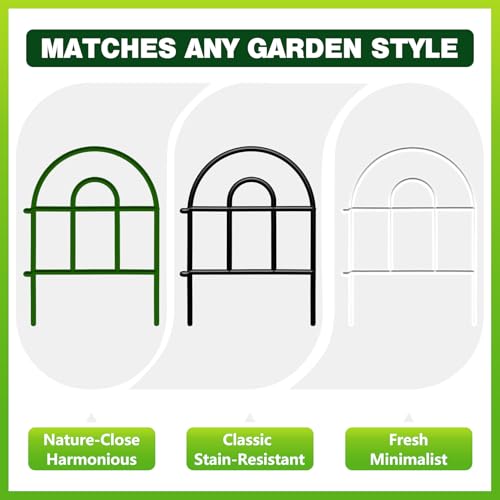 Decorative Garden Fence 32.5ft x 17in - 30 Pack Rustproof Metal No Dig Fence Animal Barrier, Arched Bed Edging Classic Style Wire Border Panel Fencing for Yard Patio Outdoor Decor, White - color: White, size: 30pc 32.5 ft(L) X 17 in(H)