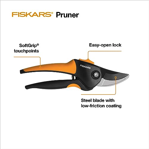 Fiskars SoftGrip Bypass Pruning Shears, 5/8" Cut Capacity Garden Clippers - size: SoftGrip