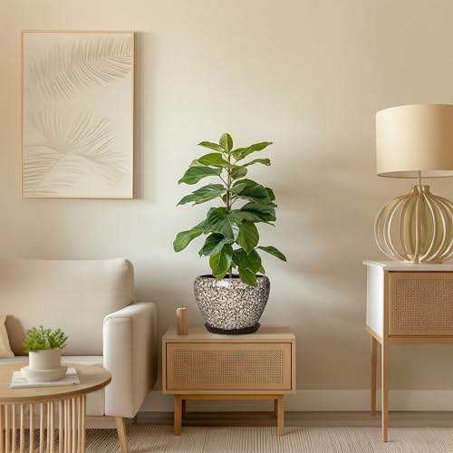 Ceramic Plant Pots, 8 Inch Planters Indoor, White Leopard - color: White Leopard, size: 8 Inch